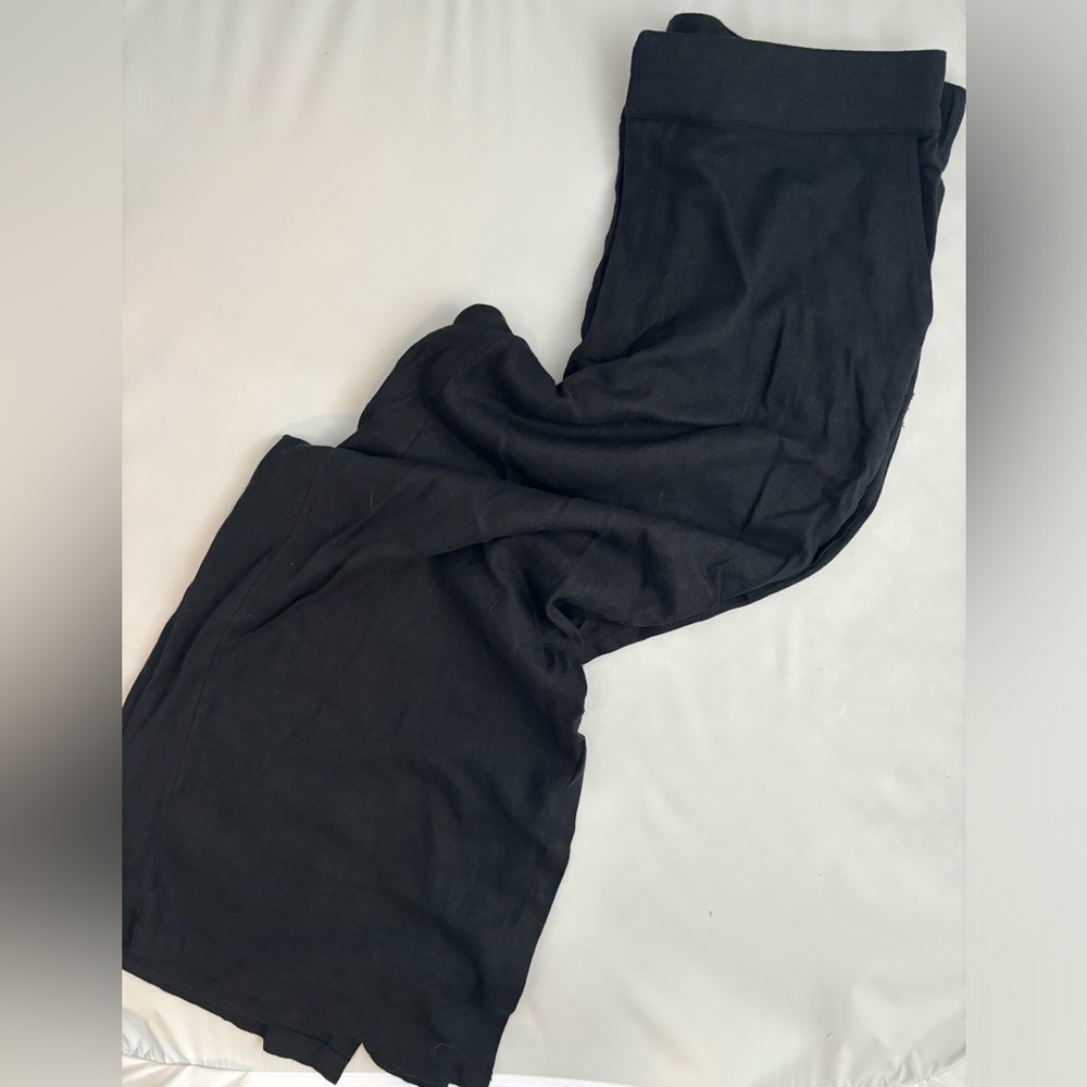 NWT Abercrombie & Fitch Women’s Linen Wide Leg Pant With Side Slit- sz L